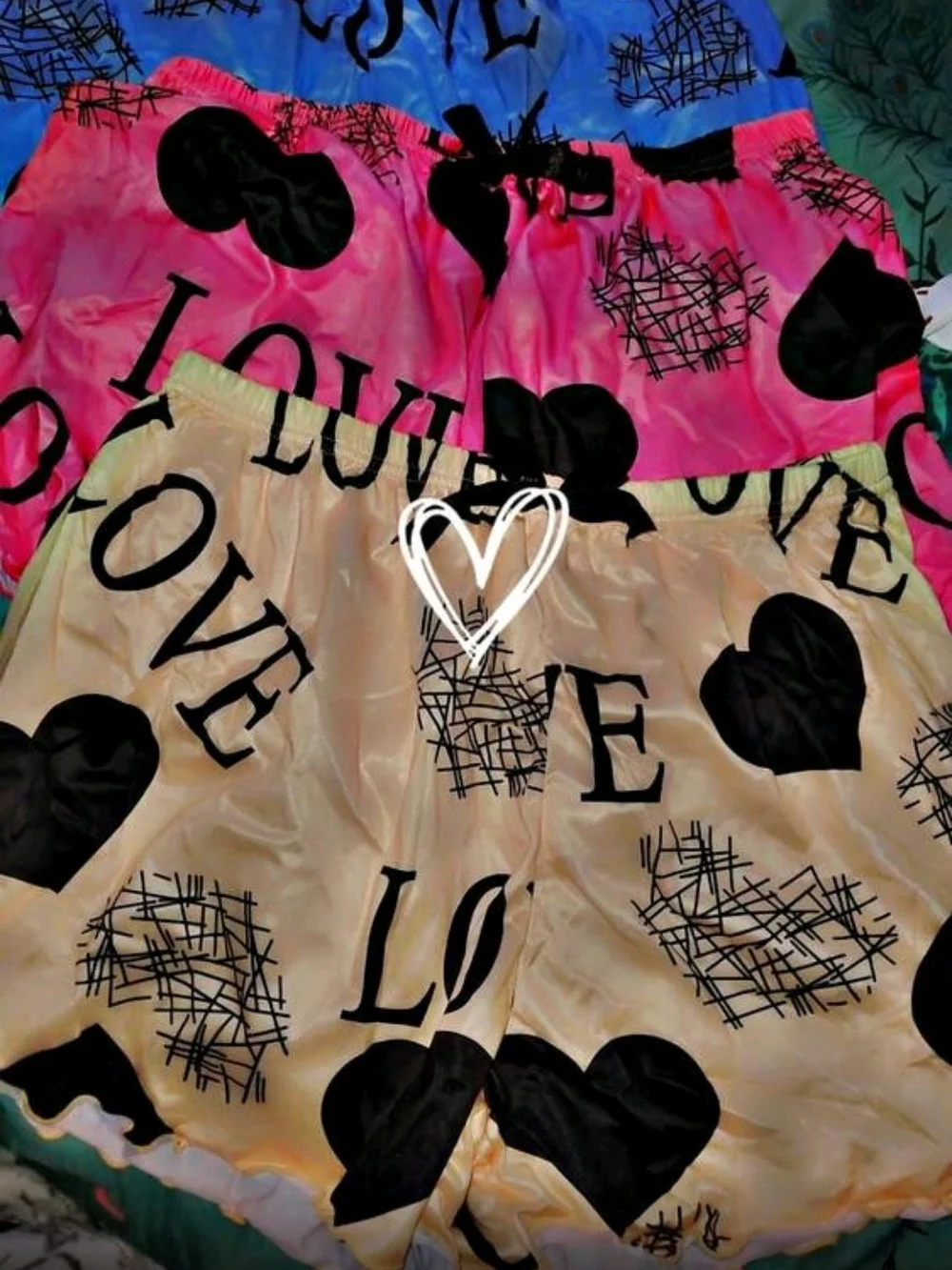 Women’s Heart Print Cami & Short Sleep Set - Pink, Blue, Yellow